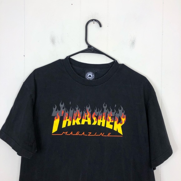 Thrasher Magazine Flame Logo Black T-Shirt Sz M - Picture 2 of 4